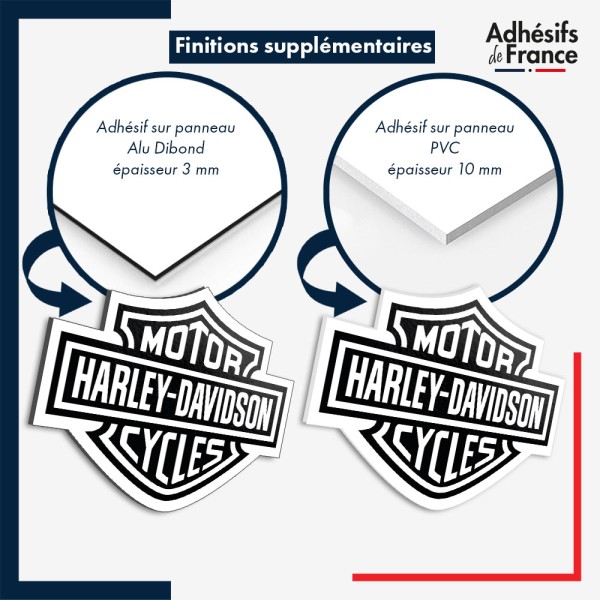 sticker sur plaque aluminium dibond ou panneau PVC Sticker Harley Davidson Motor Cycles (noir)