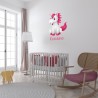 Sticker licorne rose avec prénom personnalisable